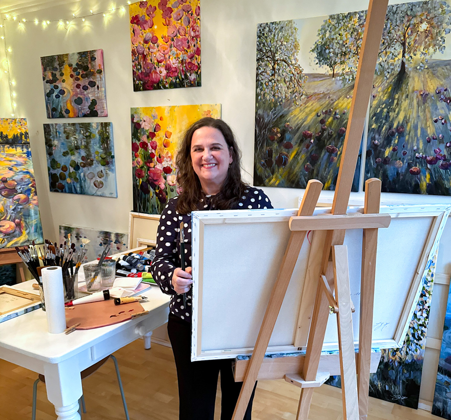 The artist in her studio